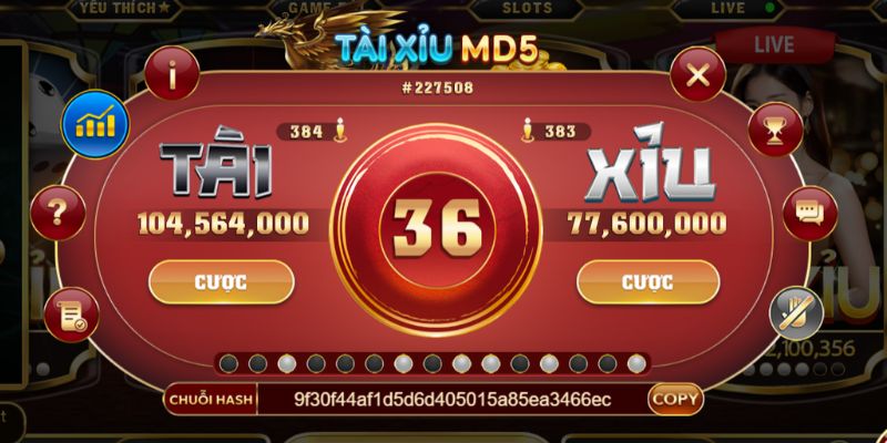 Giao diện chơi tài xỉu MD5 thiết kế trực quan, sinh động