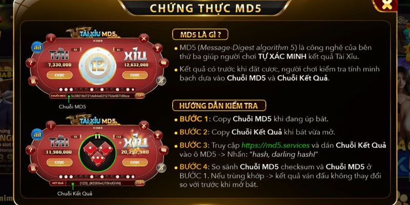 Tài xỉu MD5 ứng dụng công nghệ mã hóa tiên tiến, hiện đại
